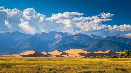 Majestic Desert Landscape with Mountains and Blue Sky