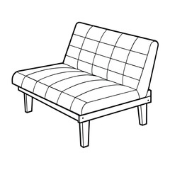 Editable Futon Outline Vector Graphic
