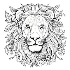 lion head vector,coloring page