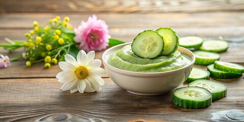 DIY Cucumber Face Mask: Natural Beauty Recipe with Slices & Flowers