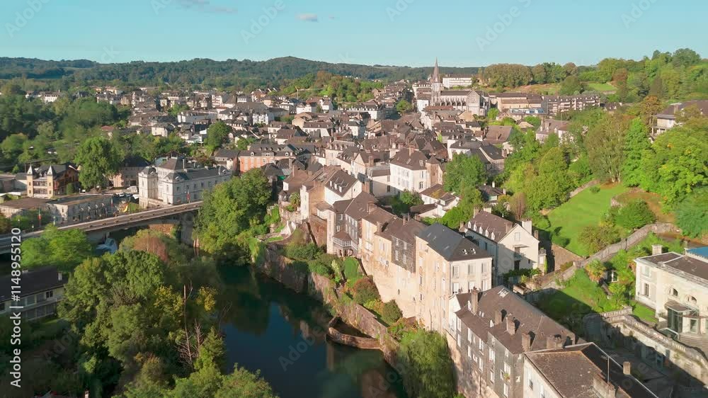 Canvas Prints Aerial view of a Oloron-Sainte-Marie town, Basque country, South-Western France.