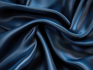 Fototapeta premium Blue satin fabric close-up