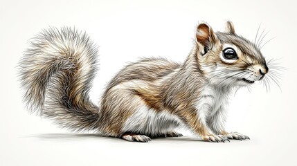 Obraz premium A detailed illustration of a squirrel in a natural pose.