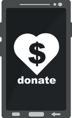 vector illustration icon smartphone with donate money love symbol concept