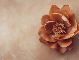 Brown flower on beige background