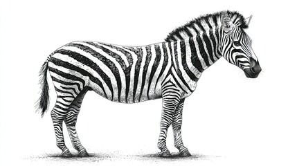 A detailed illustration of a zebra showcasing its distinctive black and white stripes.