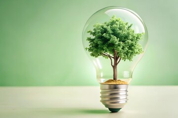 Trees Growing in Bulbs A Visual Depiction of Global Energy Consumption and Renewable Energy Icons for Sustainable Development