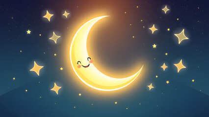 Naklejka premium Sweet Dreams Crescent Moon 