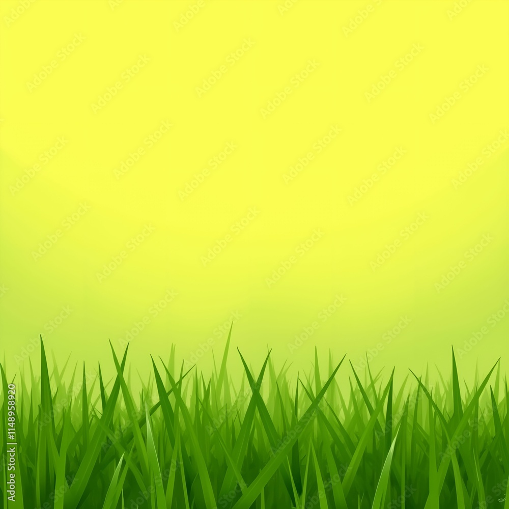 Poster The image shows a background with a gradient from green to yellow, and in the foreground, there is a patch of green grass.