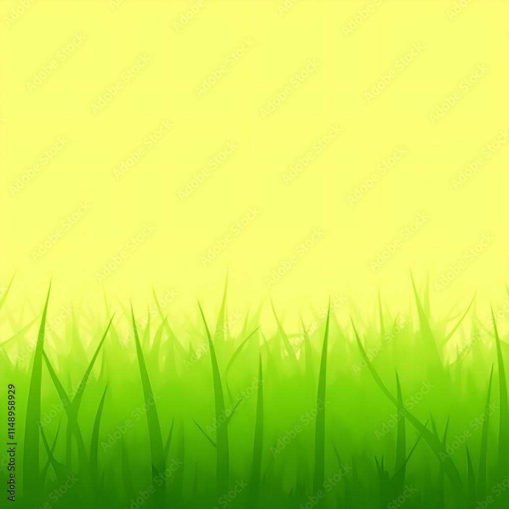 Poster The image shows a background with a gradient from green to yellow, and in the foreground, there is a patch of green grass.