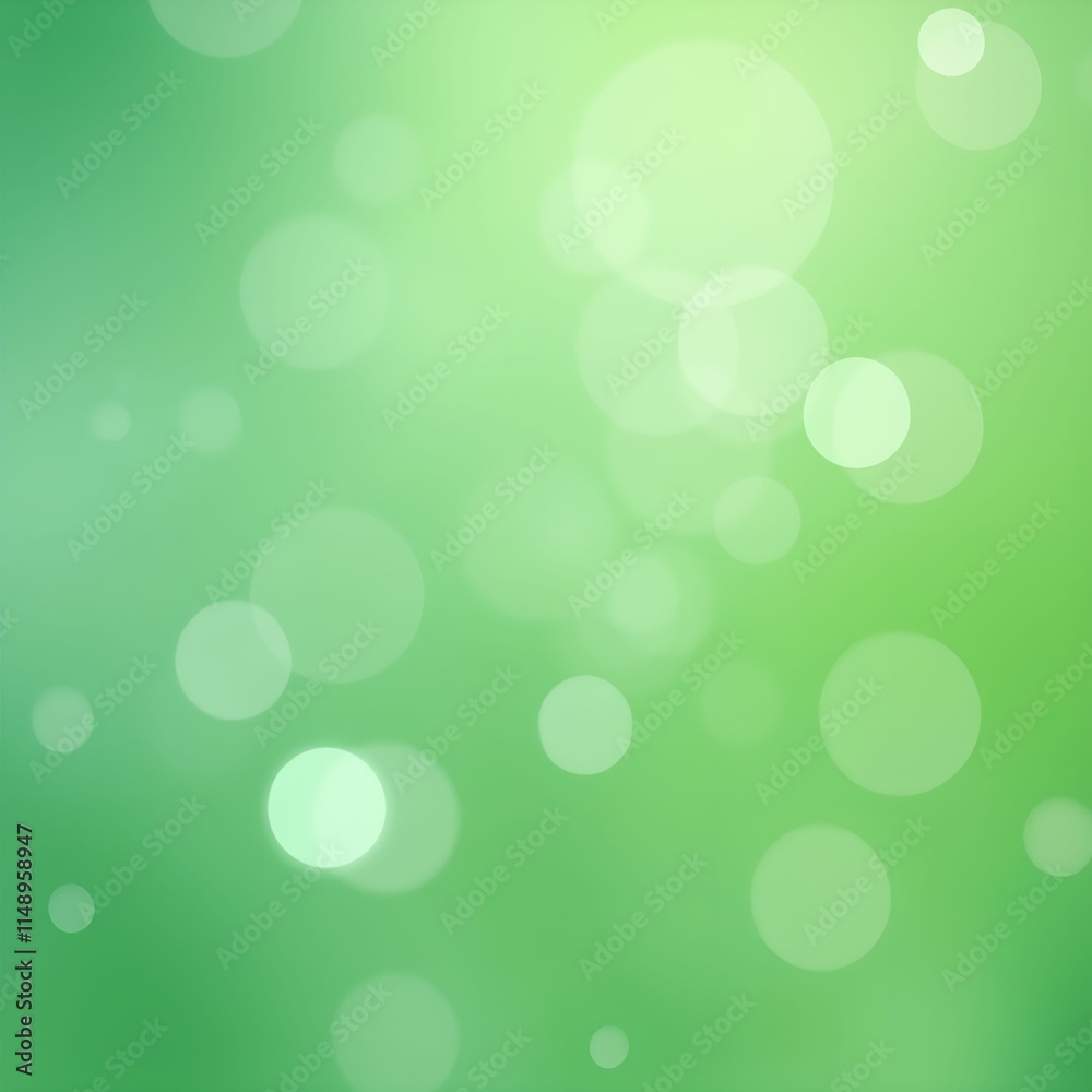 Poster art background with a soft, gradient green color and various circular bokeh effects.