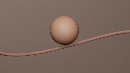 plaster ball on curved line, 3d render illustration