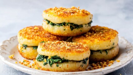 Potato fritters with stuffing, fried until golden crisp.