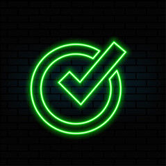 Approved Icon Square With A Yellow Tick Neon Signs
