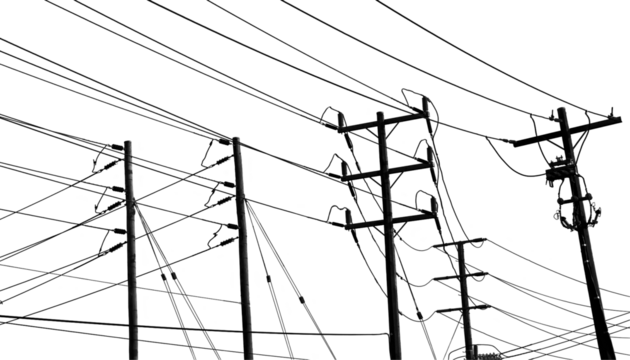 Power lines isolated closeup