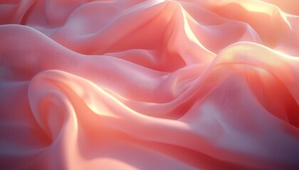 Fototapeta premium Soft Pink Draped Fabric Illuminated By Sunlight