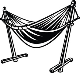 Simple Hammock Stand Silhouette Vector Illustration