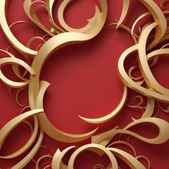 Elegant abstract background with golden swirls on a red surface, sophisticated design, luxury aesthetic