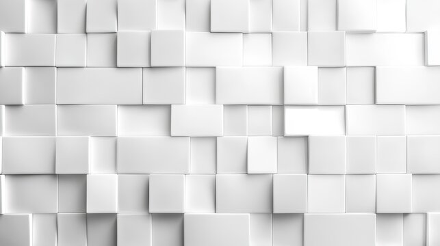Abstract white geometric background with square and triangular shapes.
