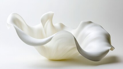 Elegant White Abstract Sculpture of Flowing Fabric or Paper Design