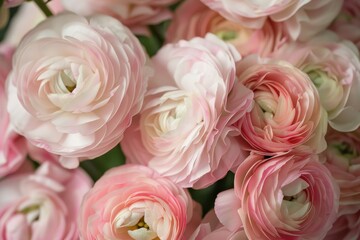 Colorful ranunculus flowers bloom in a vibrant display, creating a stunning arrangement perfect for any occasion or celebration