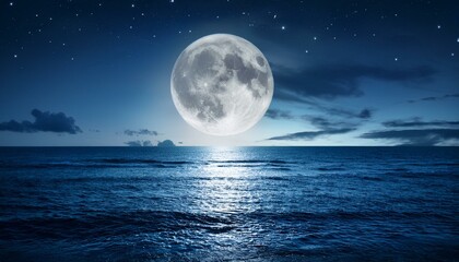 solitary moon illuminating a serene ocean at night tranquil seascape with moonlit waters