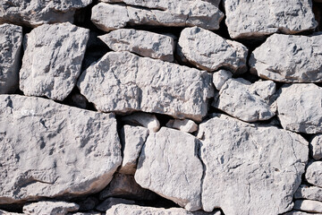 Close-Up of a Rustic Stone Wall in Natural Daylight