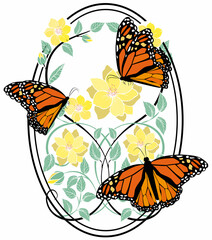 Monarch butterflies with flowers