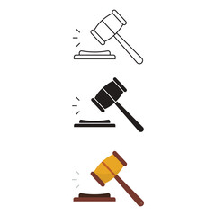 Judge Gavel Icon Set Vector Design.