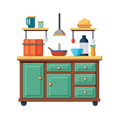 Customizable Kitchen Island Vector Illustration