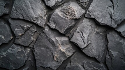 Dark Grey Rough Textured Stone Wall