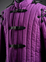 Historical fashion. Medieval knight cloth. Padded jacket gambeson.