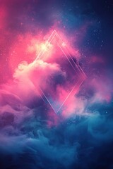 Fototapeta premium Abstract colorful nebula art with geometric neon arrow shapes