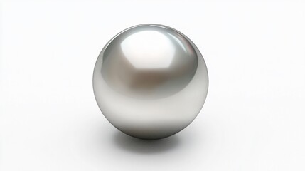 Realistic close-up of a single natural silver pearl with a cool, silvery tone and high luster on a white background