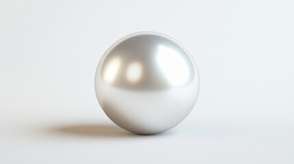 Realistic close-up of a single natural silver pearl with a cool, silvery tone and high luster on a white background