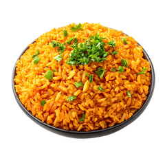 Delicious Red Rice Bowl  Mexican Cuisine  Food Photography  Garnish  Parsley  Cooked Rice