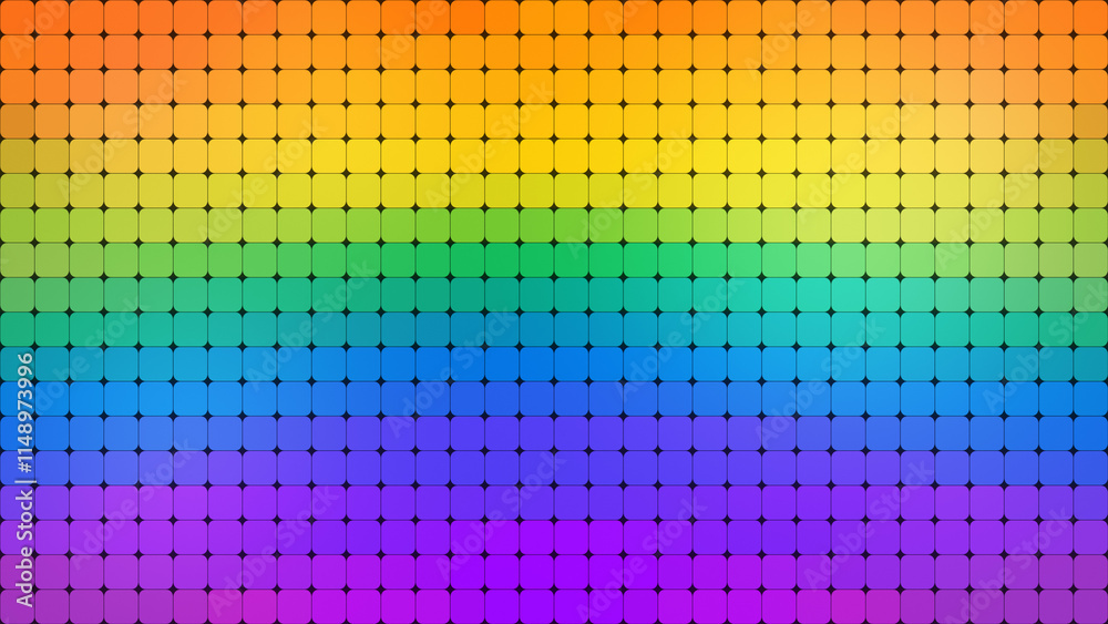 Poster abstract grid background of rounded rainbow colored squares with color gradient. gay pride and lgbt 