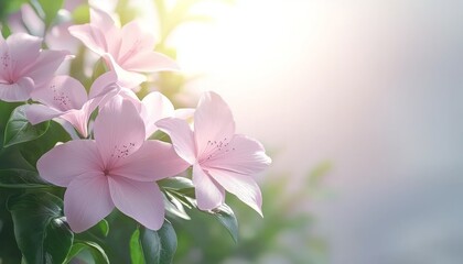 Fototapeta premium Delicate Pink Azaleas Blooming in Sunlight