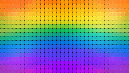 Abstract grid background of rounded rainbow colored squares with color gradient. Gay pride and LGBT movement flag concept. Abstract background in 4k resolution.