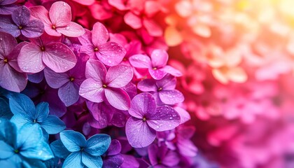 Fototapeta premium Vibrant Hydrangea Blooms in a Rainbow of Colors