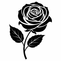 rose silhouette ,White background