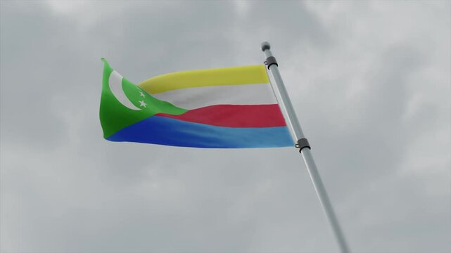 comoros country flag waving with pole