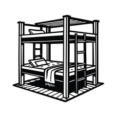 Fototapeta premium Simple Loft Bed Silhouette Vector Illustration