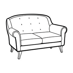 Editable Loveseat Outline Vector Graphic