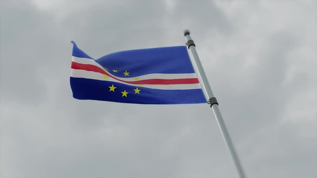 cape verde country flag waving with pole