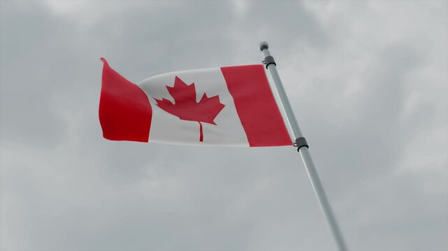 canada country flag waving with pole