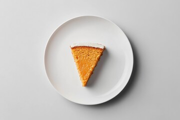 Enjoying a delicious slice of cake on a simple white plate in a minimalist setting