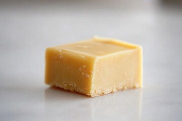 Creamy handmade soap lying on a smooth white surface ready for use or display