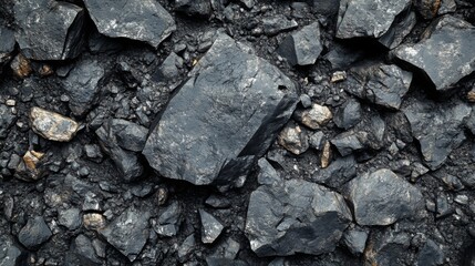 Dark Grey Rock Fragments Form A Rough Texture