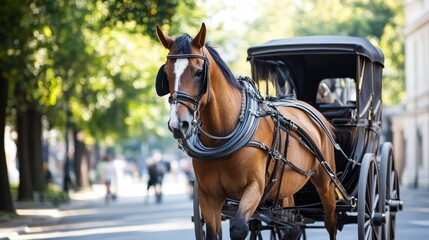 Obraz premium Elegant Horse-Drawn Carriage in a City